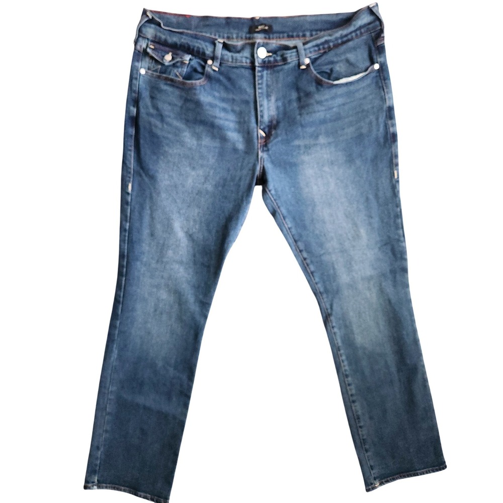 True Religion Ricky Relaxed Straight Flap Jeans Men 40x32 Blue Stretch Denim
